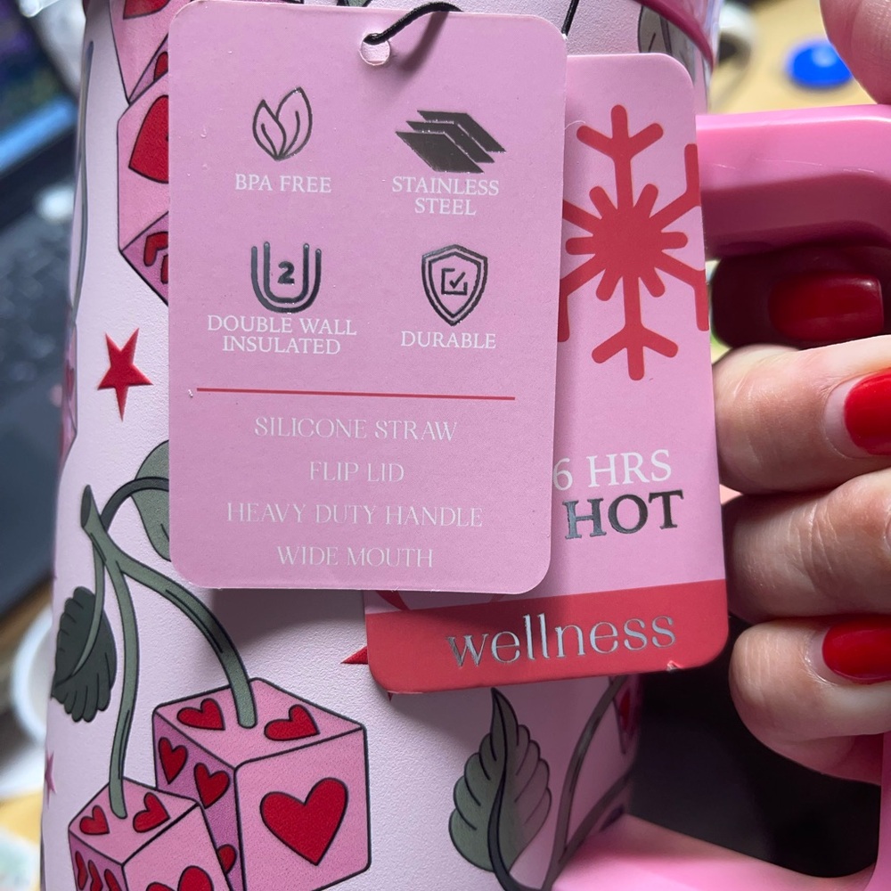 Wellness 40oz Cherry Dice Tumbler with Straw & Topper - Picture 2 of 4